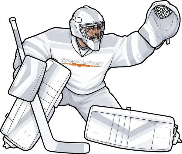 A goalie reaching high with the glove, covering the top of the net.